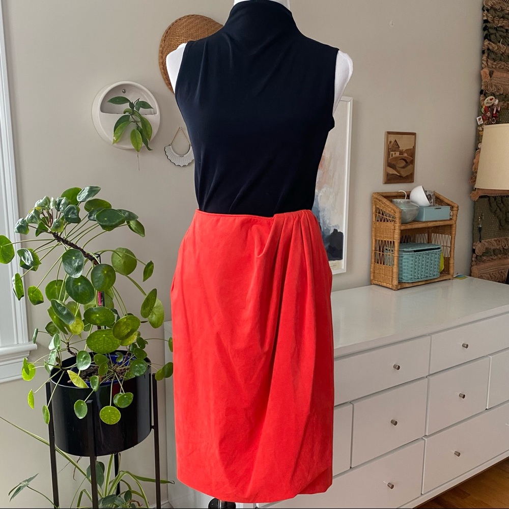 Vintage Poppy Red Suede Wrap Skirt Handmade 70s